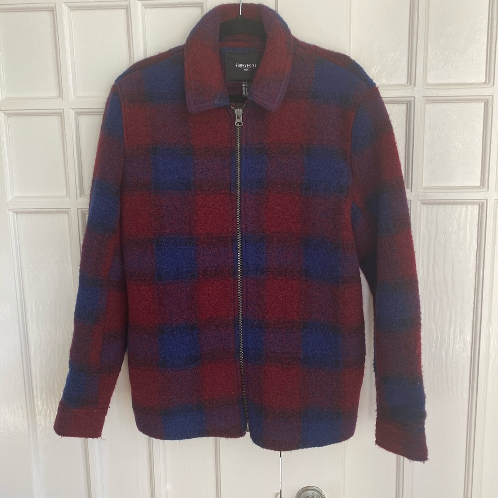 Men’s Blue/Red Plaid Forever 21 Coat